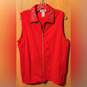 Red Sleeveless Zip-Up Vest